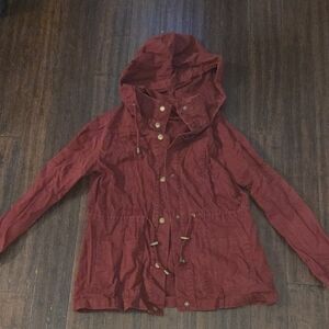 Forever 21 Burgundy Utility Jacket with Hood